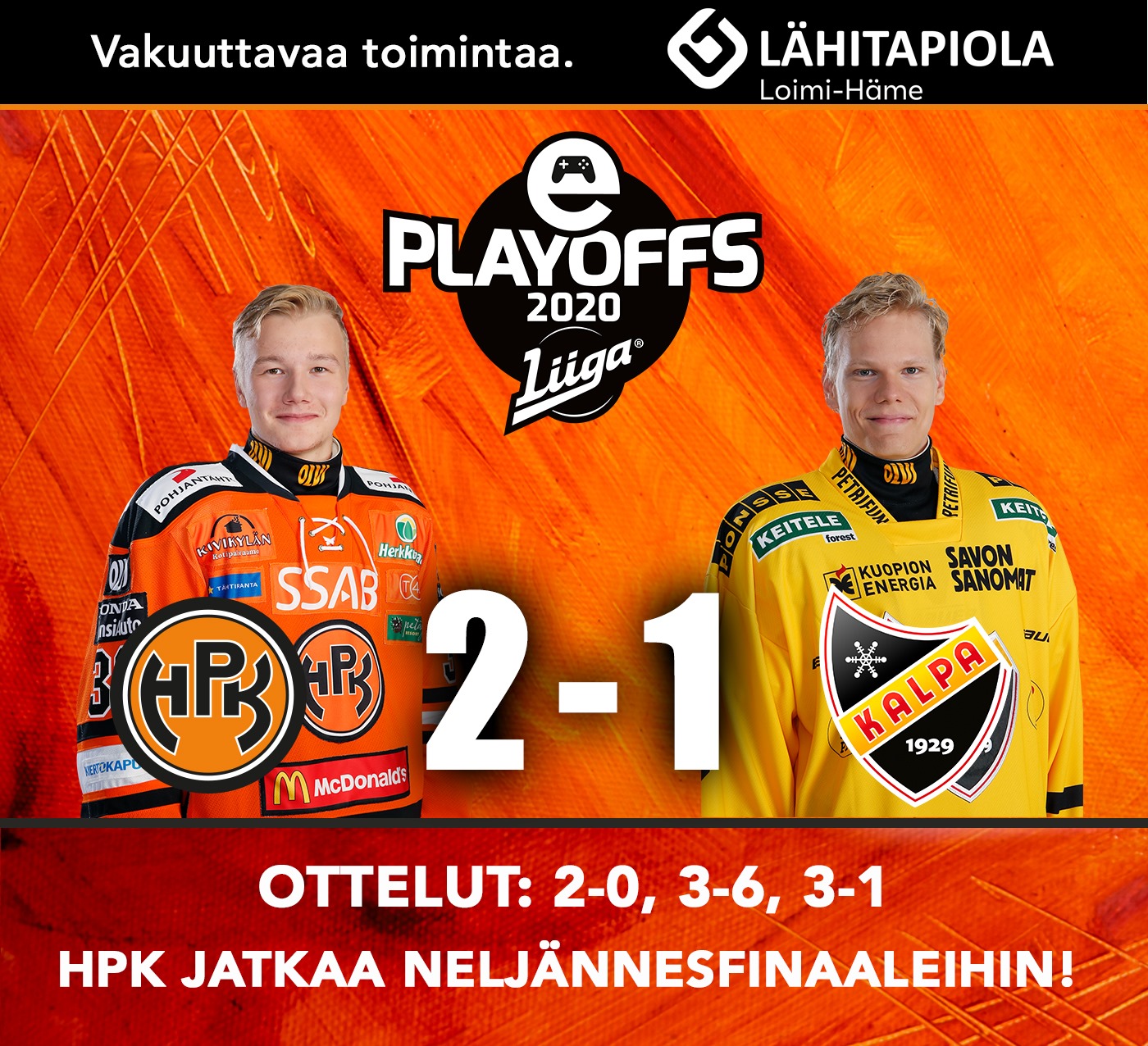 Jääkiekon eplayoff pelit käynnistyivät tänään