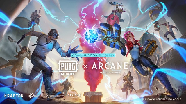 PUBG Mobile 1.7 + League of Legends animoitu sarja Arcane
